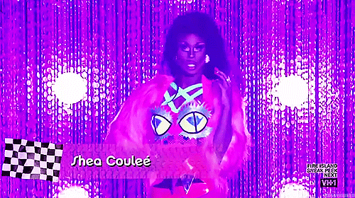 Drag queen Shea Coulee in her fuzzy animal look.